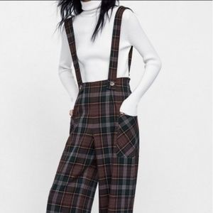 Plaid suspender pants ( NWOT)